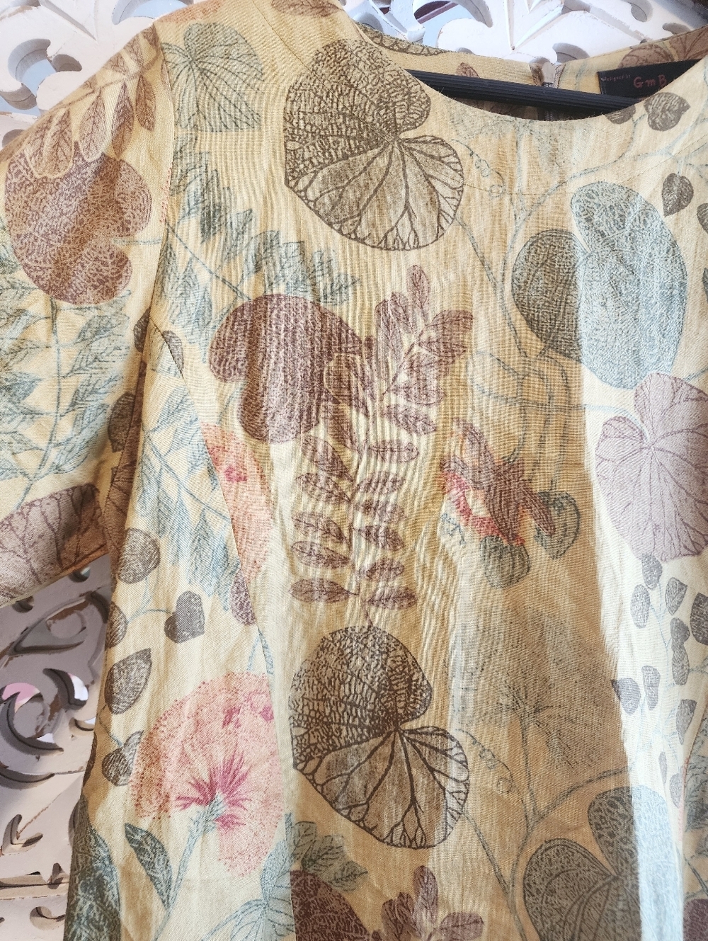 GMB DRESS FLORAL PRINT EARTHLY TONES SIDE PACKAGES BACK ZIPPER Size Large - Picture 6 of 13